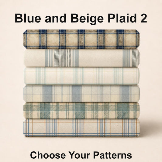 Blue and Beige Plaid 2 Fabric Bundle Set - Shop now at American Fabric Prints