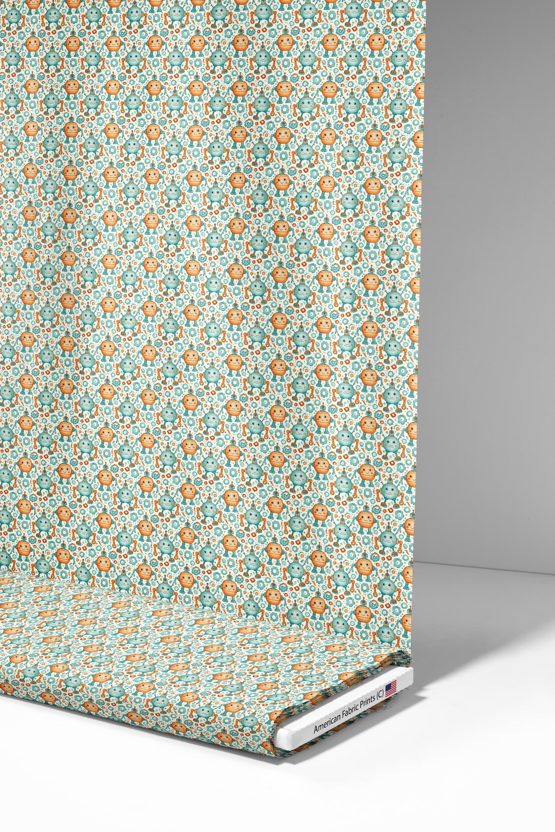 Smiing Robots Fabric - Shop now at American Fabric Prints