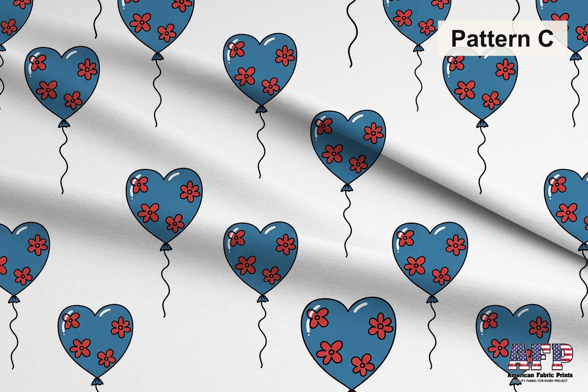Valentine Hearts Fabric Collection. Pattern C Shown. Shop now at American Fabric Prints.