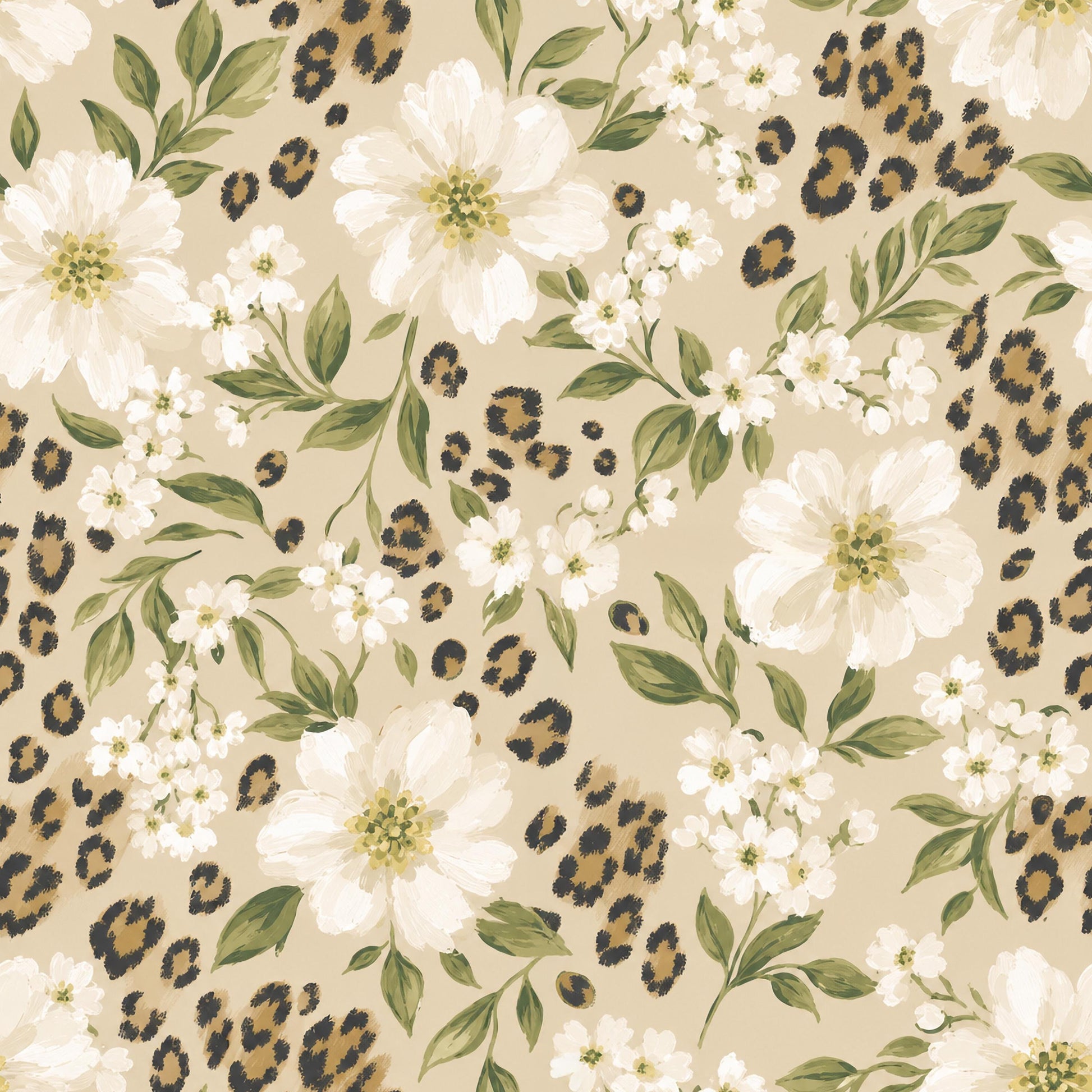 Leopard+Flowers Fabric - Shop now at American Fabric Prints