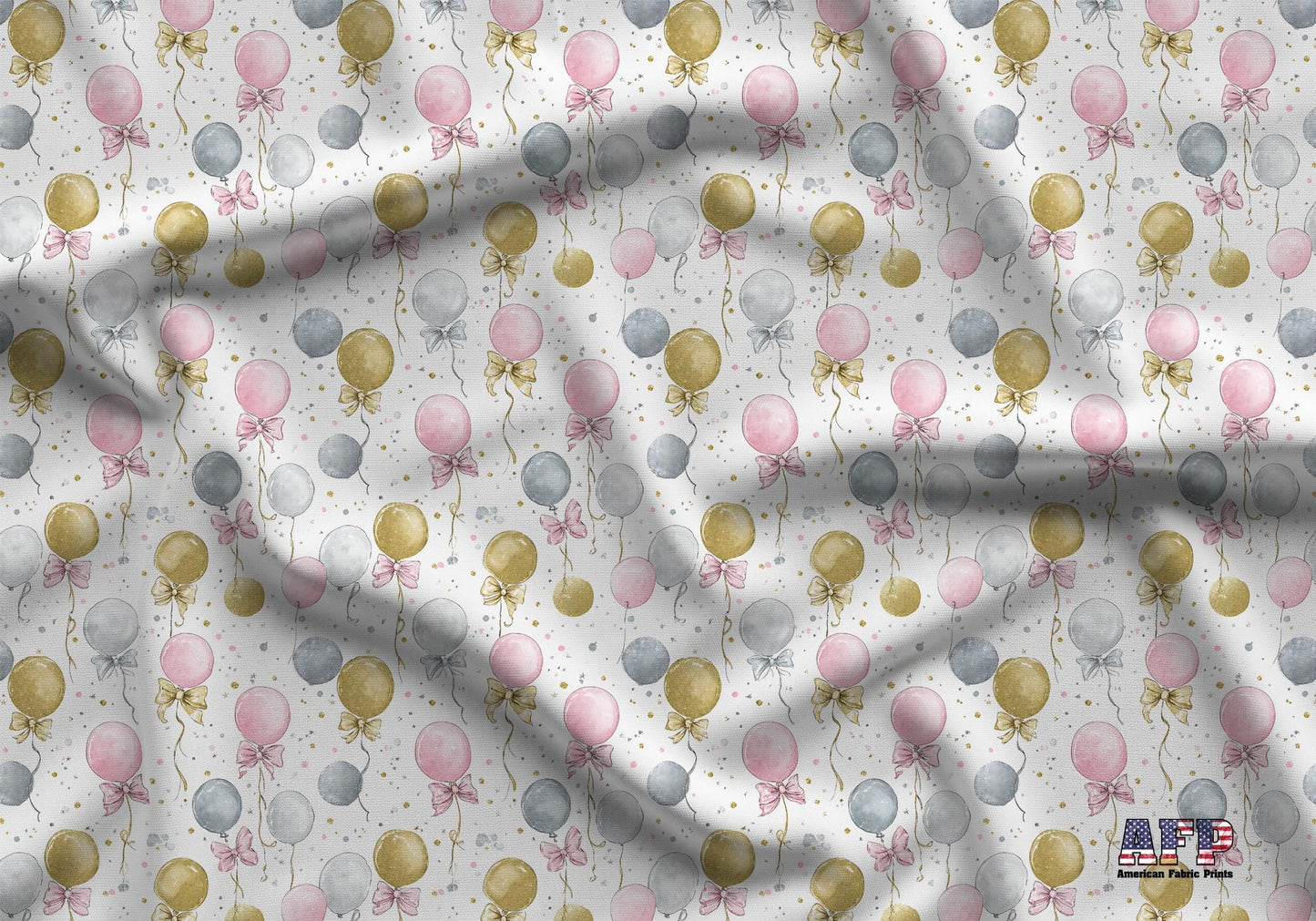 Coquette New Years Balloons Fabric - Shop now at American Fabric Prints
