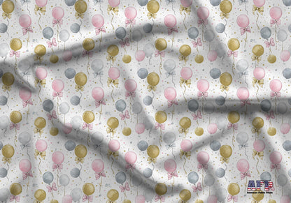 Coquette New Years Balloons Fabric - Shop now at American Fabric Prints