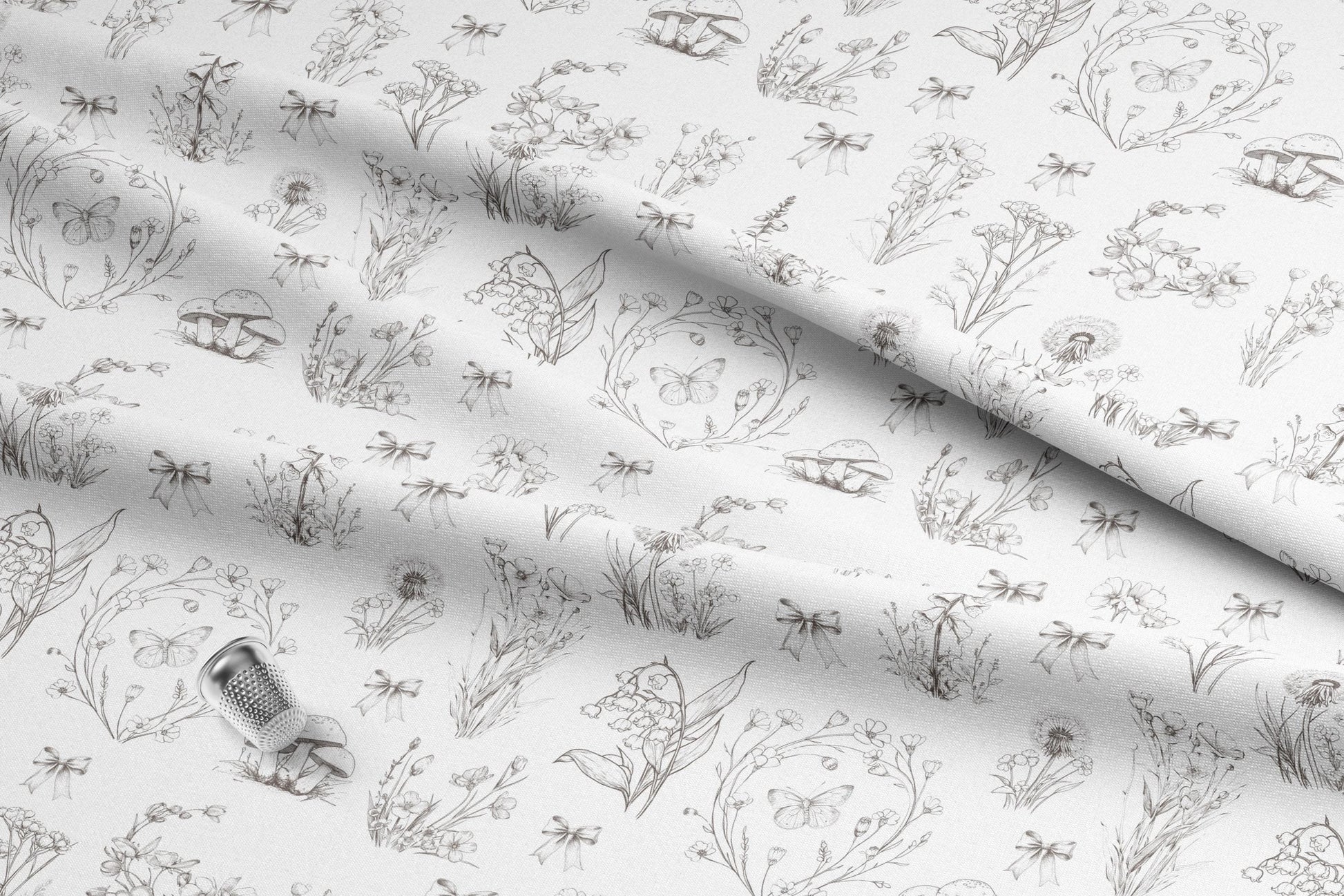 Sepia brown colored floral toile. Made in the USA. Shop now at American Fabric Prints.
