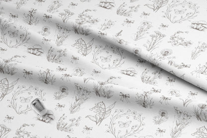 Sepia brown colored floral toile. Made in the USA. Shop now at American Fabric Prints.