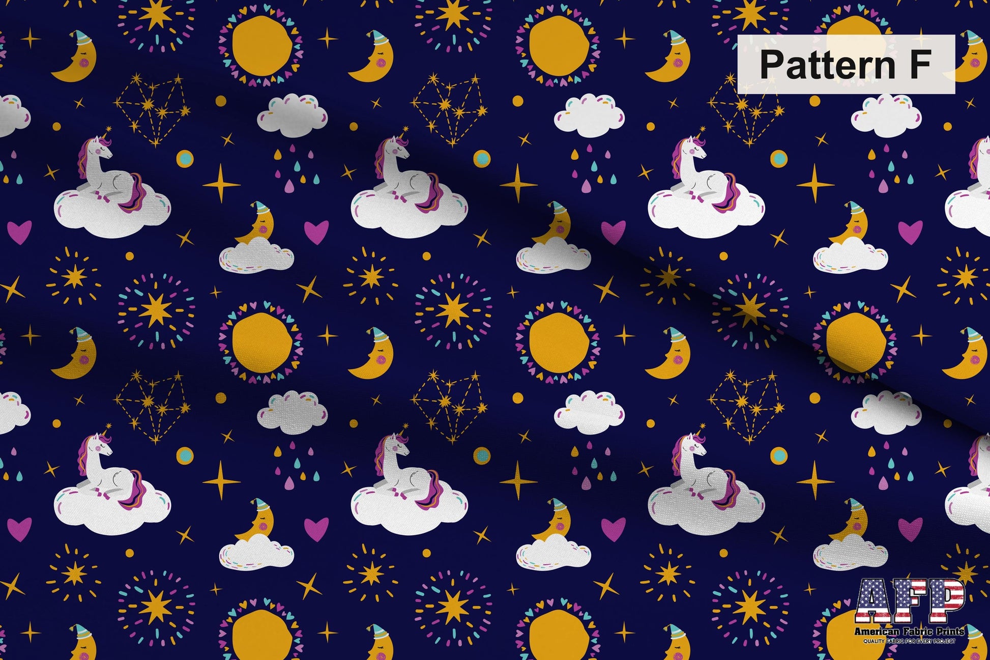 Whimsical Unicorn Fabric Bundles. Choose Your Patterns. Pattern F. Shop now at American Fabric Prints.