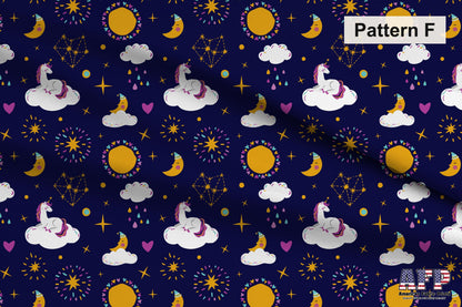Whimsical Unicorn Fabric Bundles. Choose Your Patterns. Pattern F. Shop now at American Fabric Prints.