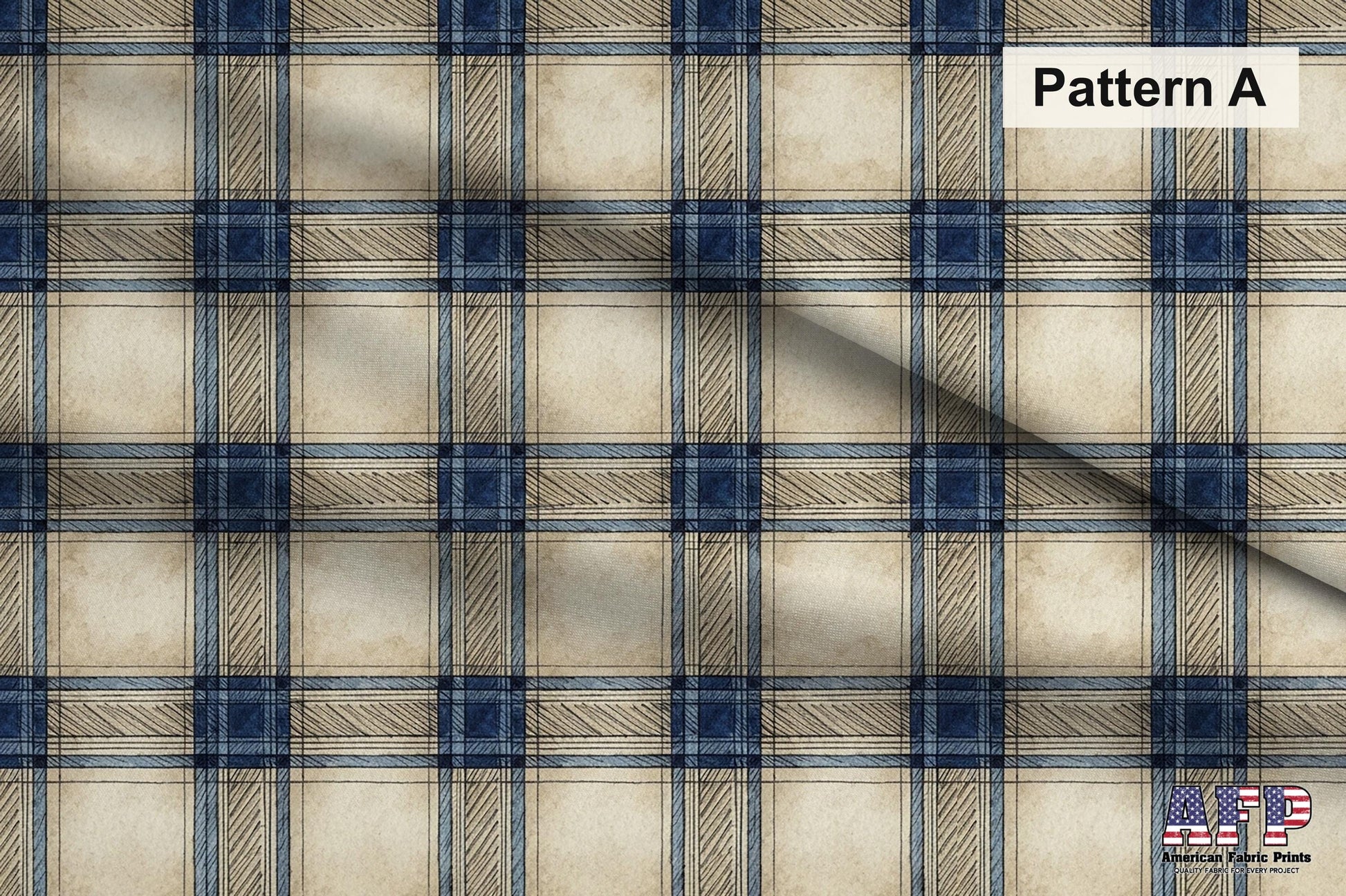 Blue and Beige Plaid 2 Fabric Bundle Set - Shop now at American Fabric Prints