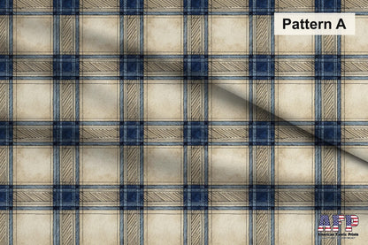 Blue and Beige Plaid 2 Fabric Bundle Set - Shop now at American Fabric Prints