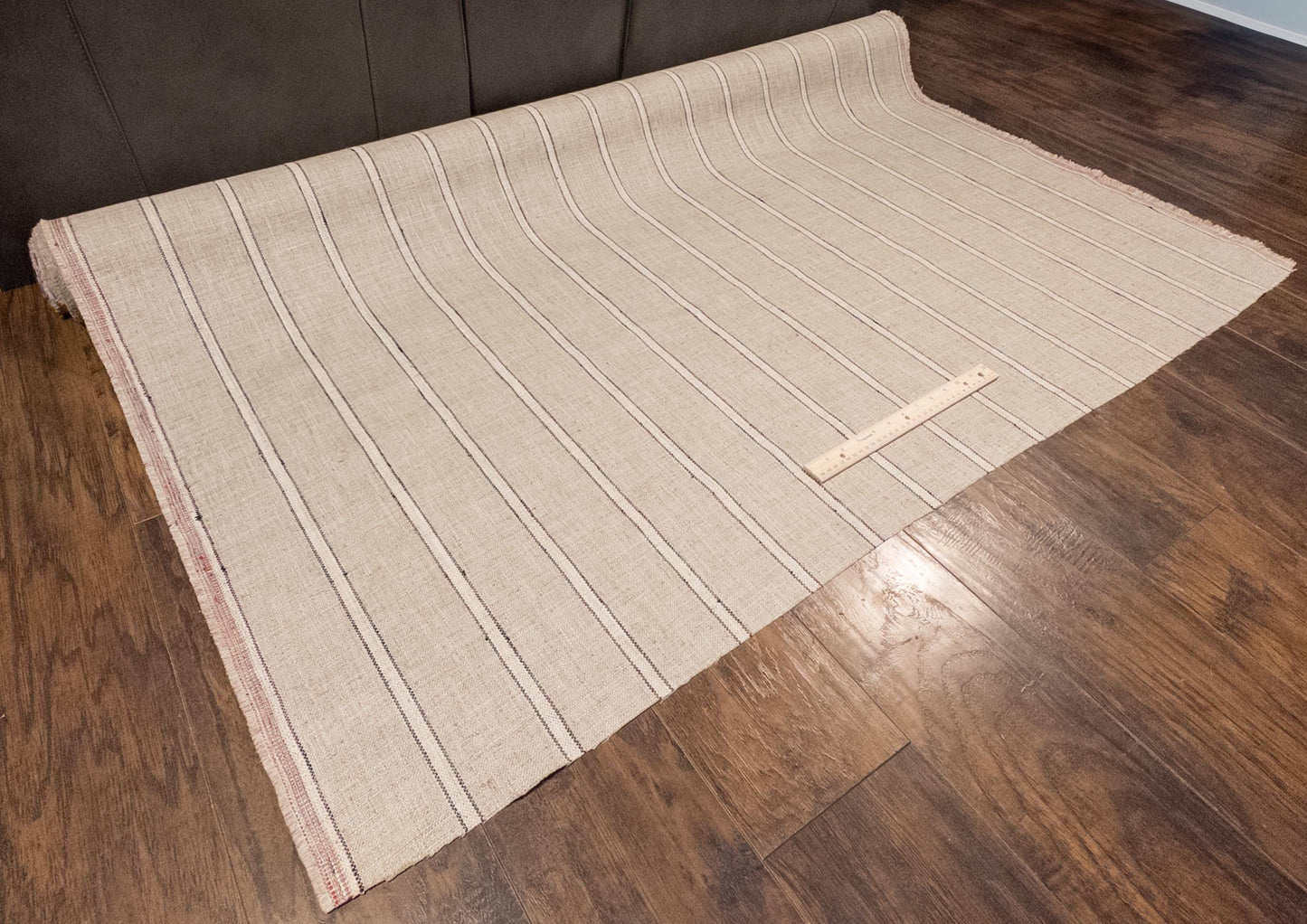 Kravet Beige with Black Stripe Vintage Style Fabric.