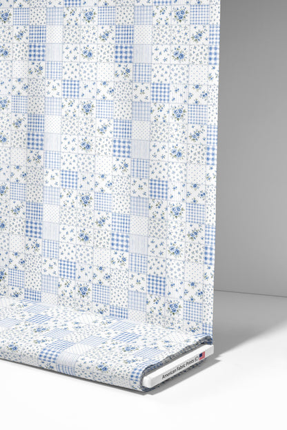 Blue Patchwork Fabric - Shop now at American Fabric Prints