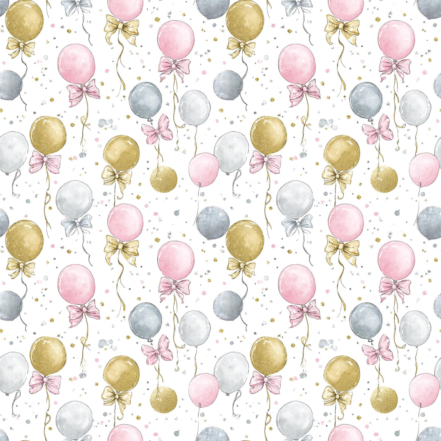 Coquette New Years Balloons Fabric - Shop now at American Fabric Prints