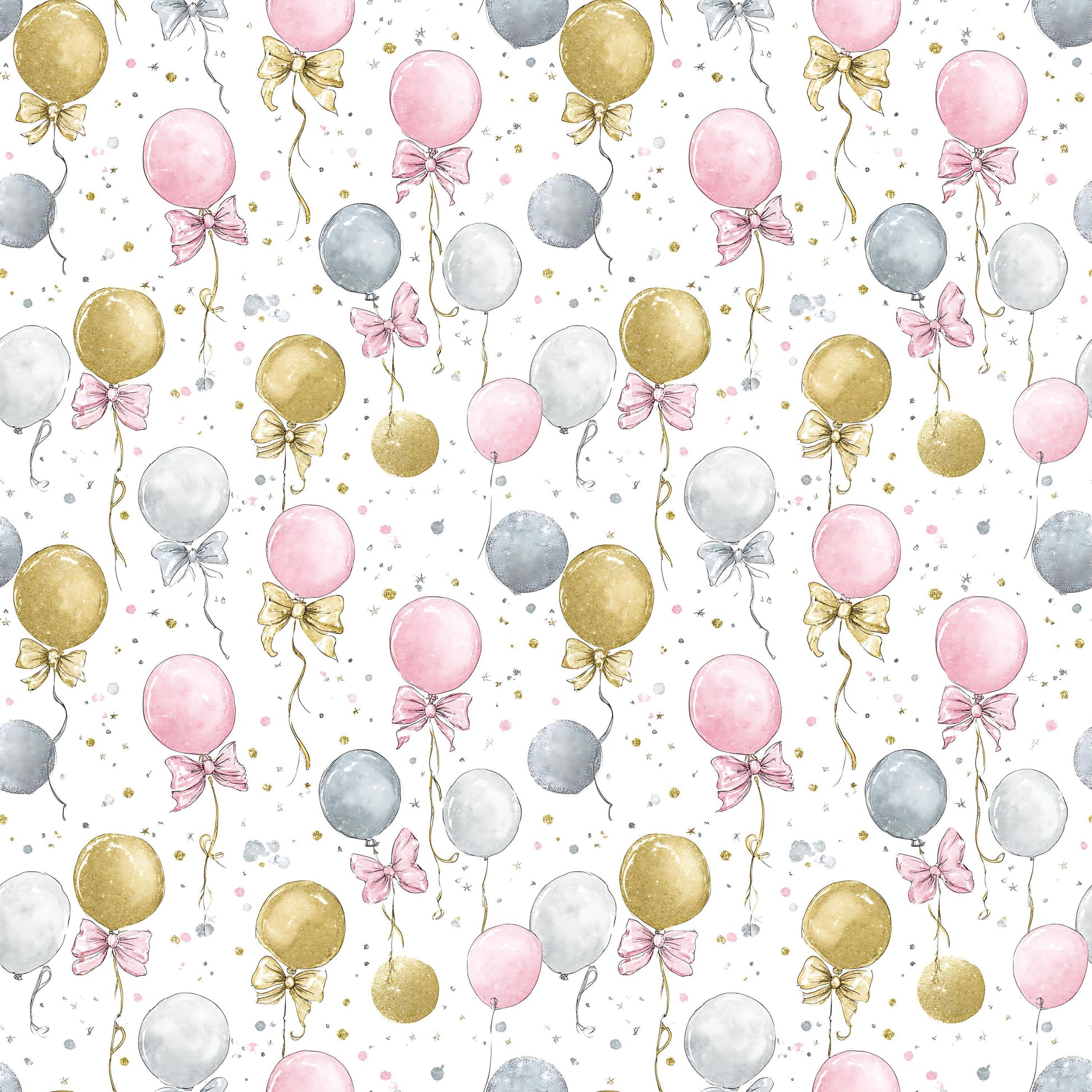 Coquette New Years Balloons Fabric - Shop now at American Fabric Prints