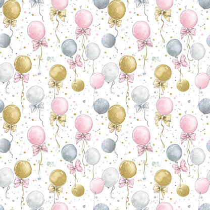 Coquette New Years Balloons Fabric - Shop now at American Fabric Prints