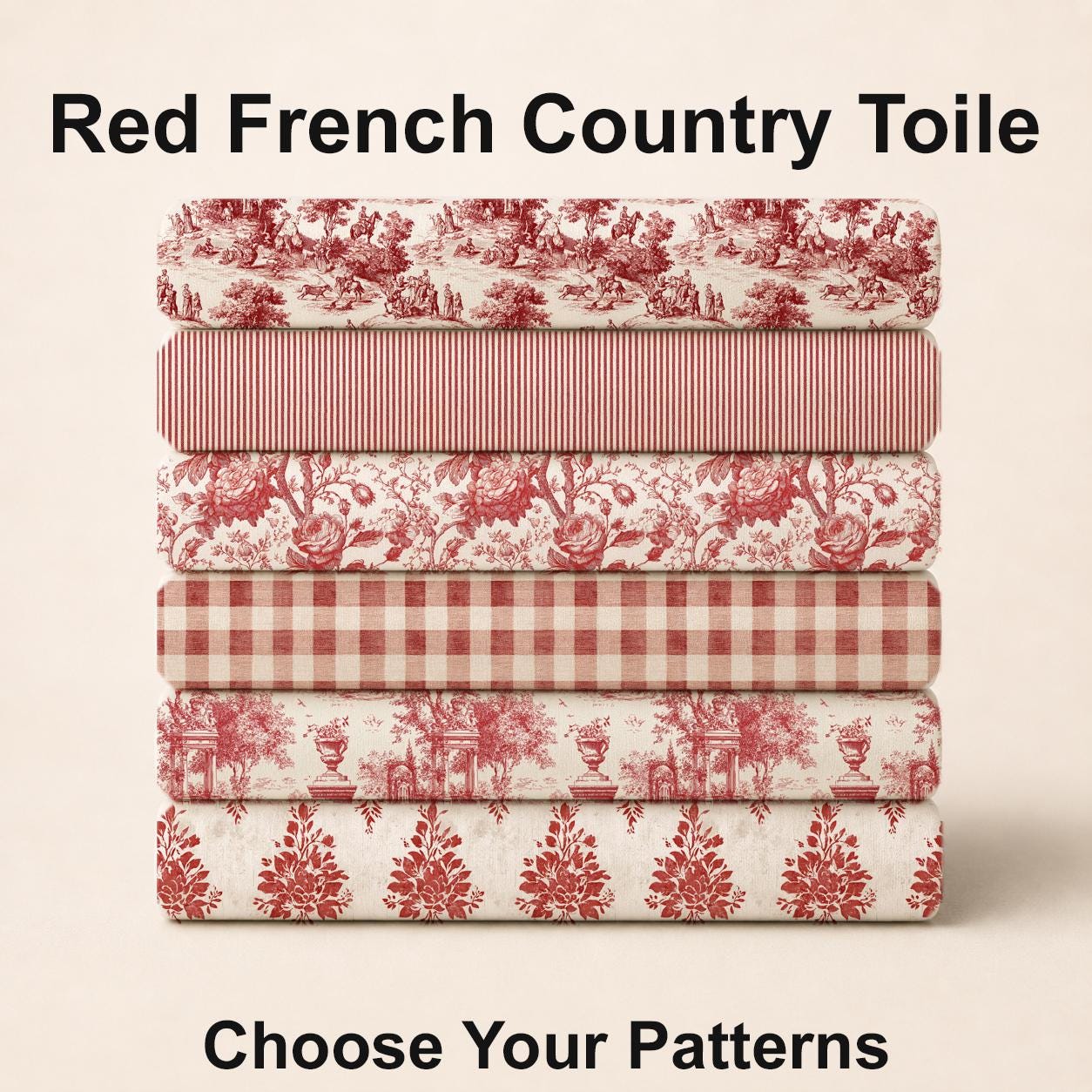 Red French Country Toile Fabric Bundle Set - Shop now at American Fabric Prints