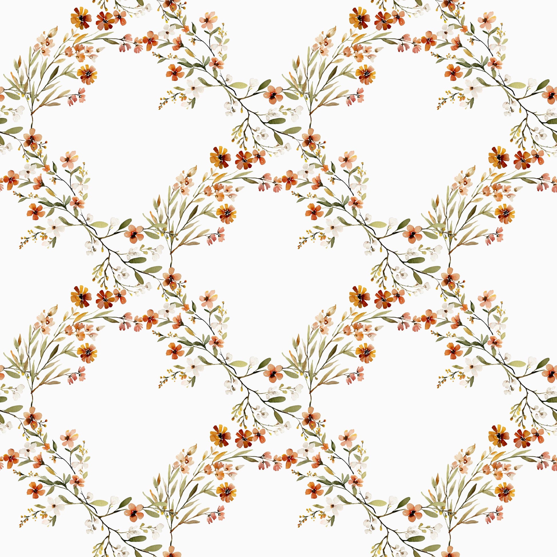 Autumn Floral Diamonds Fabric - Shop now at American Fabric Prints