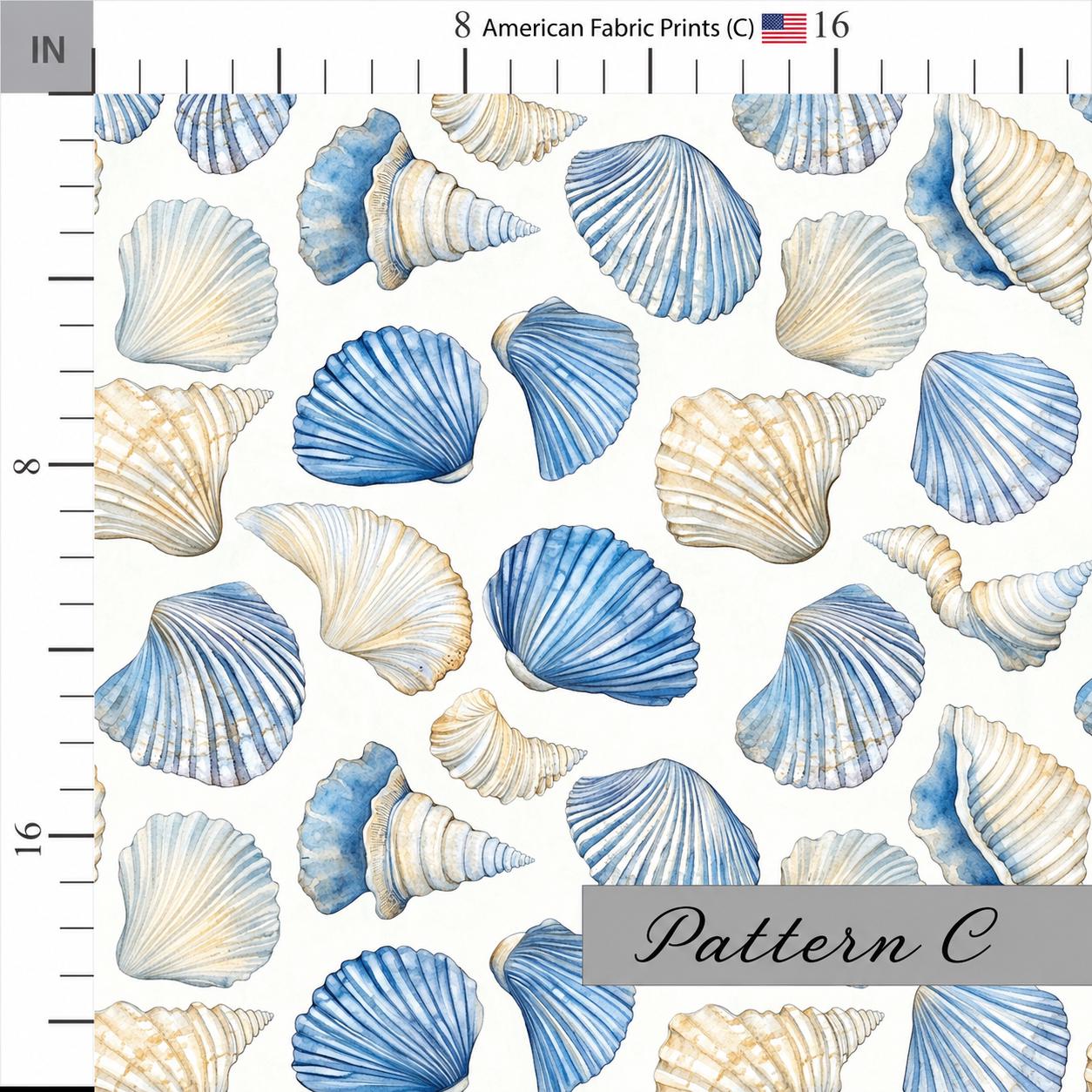 Seashells Fabric. Shop now at American Fabric Prints.