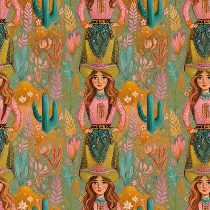 Bright Cowgirl Fabric - Shop now at American Fabric Prints