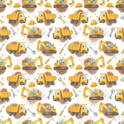 Construction Trucks Fabric - Shop now at American Fabric Prints