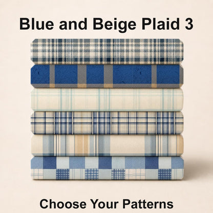 Blue and Beige Plaid 3 Fabric Bundle Set - Shop now at American Fabric Prints