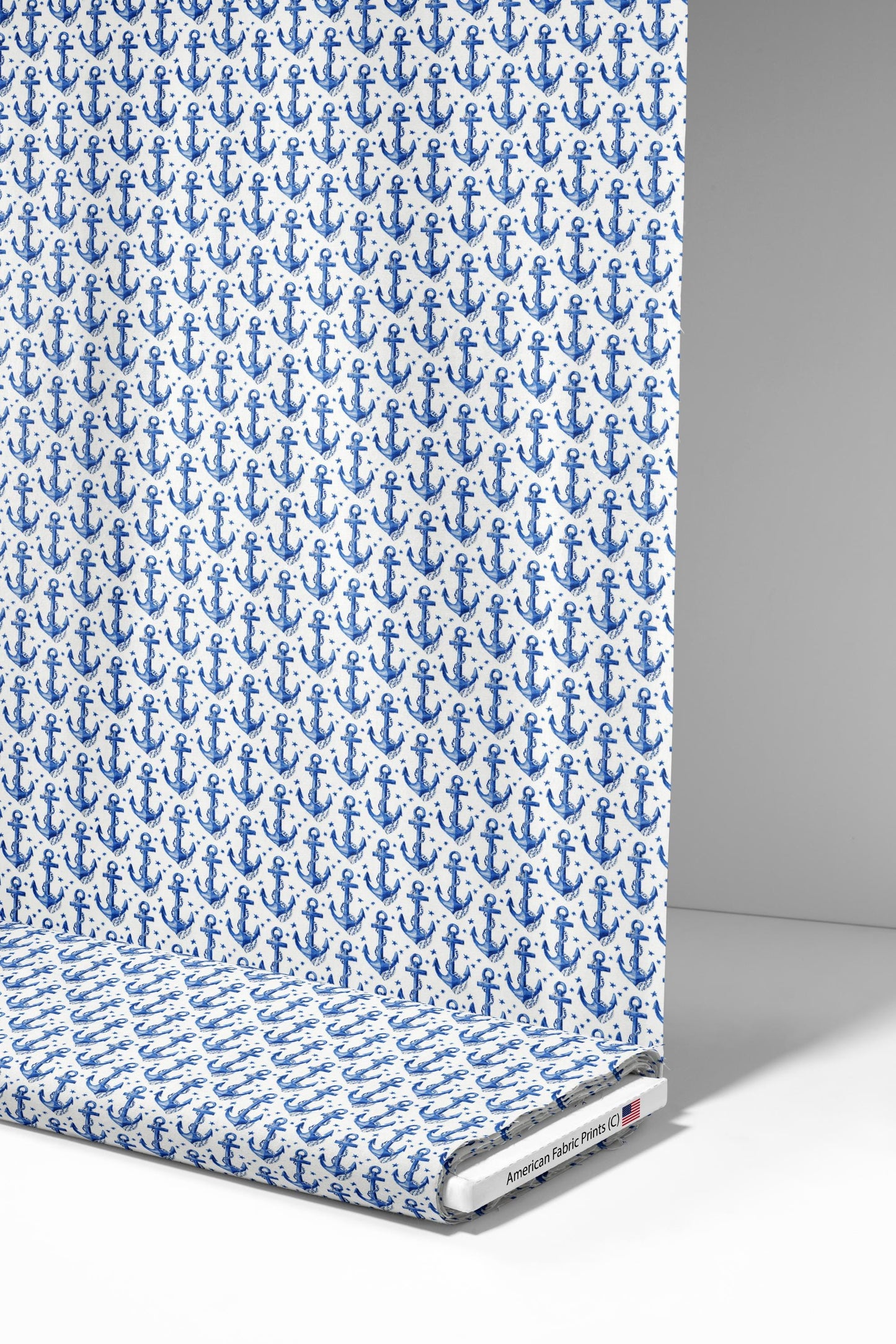 Blue Anchors Fabric - Shop now at American Fabric Prints