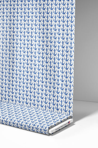 Blue Anchors Fabric - Shop now at American Fabric Prints