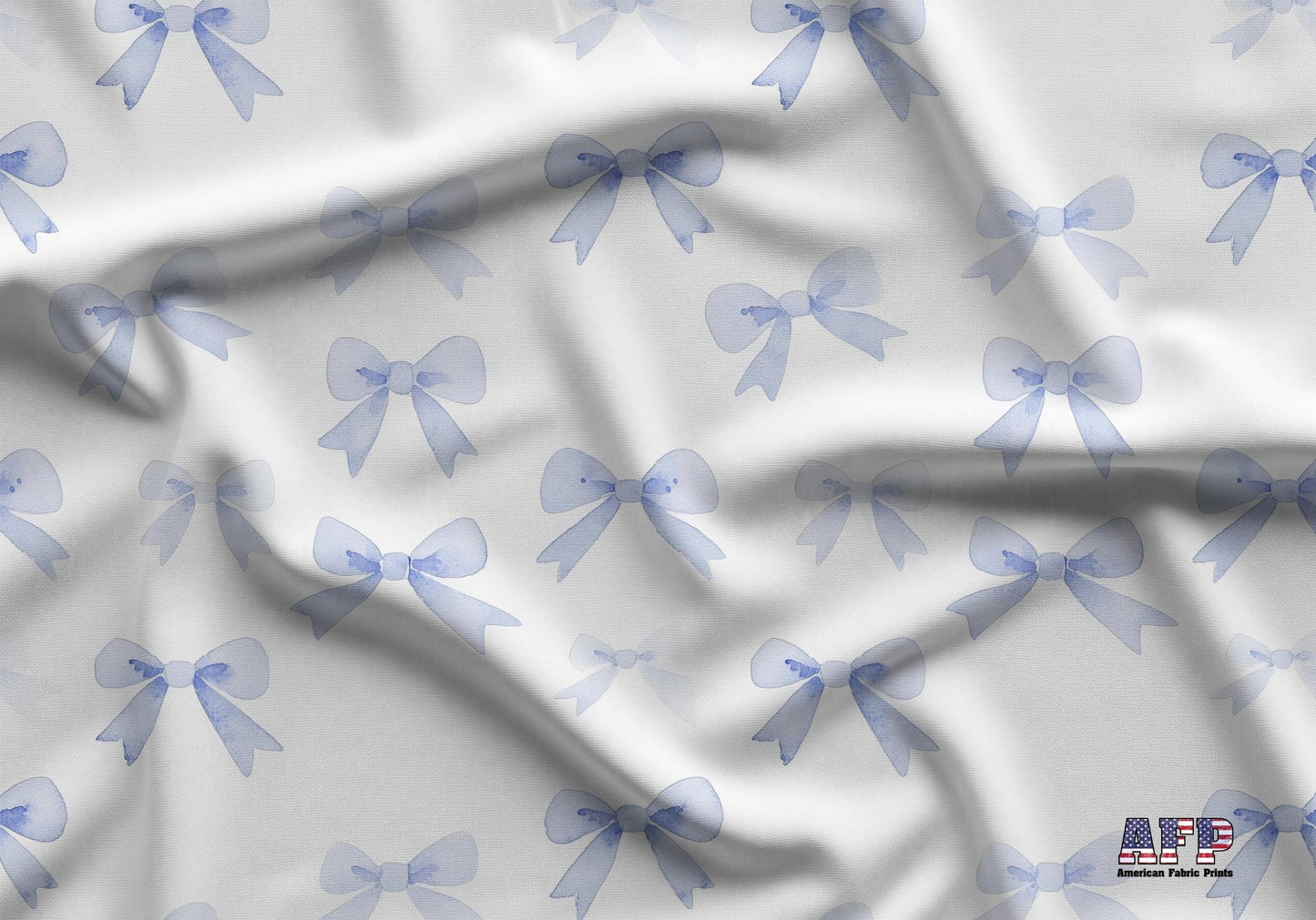 Blue Bow Fabric - Shop now at American Fabric Prints