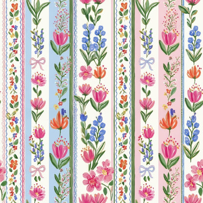 Floral Stripes Fabric - Shop now at American Fabric Prints