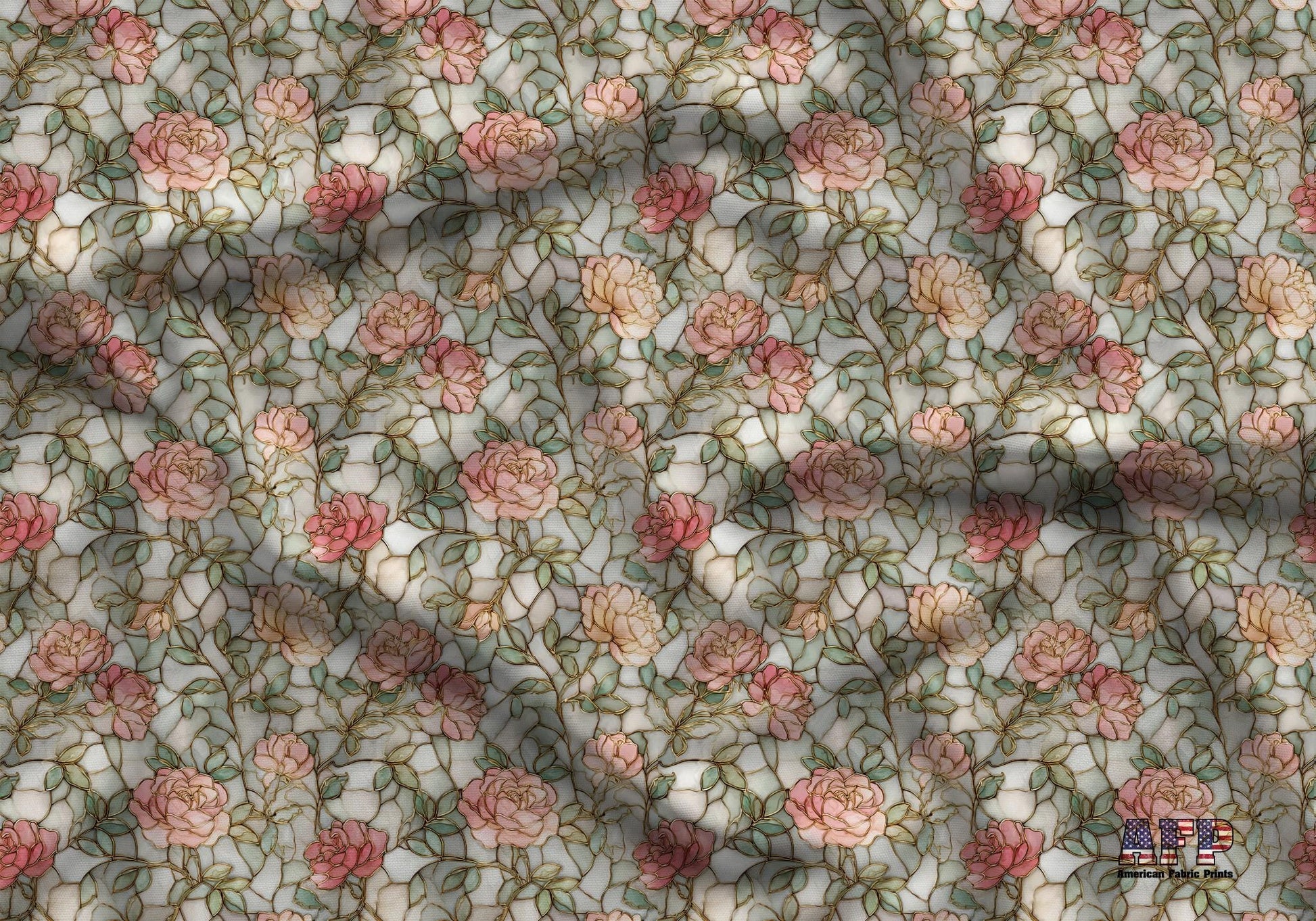 Stain Glass Pink Floral Fabric - Shop now at American Fabric Prints