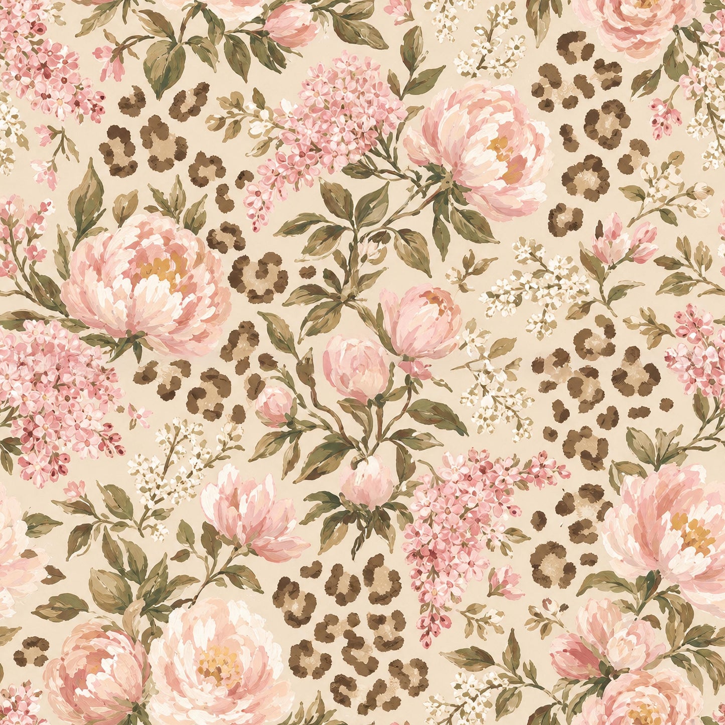 Blush Peony Leopard Floral Fabric - Shop now at American Fabric Prints