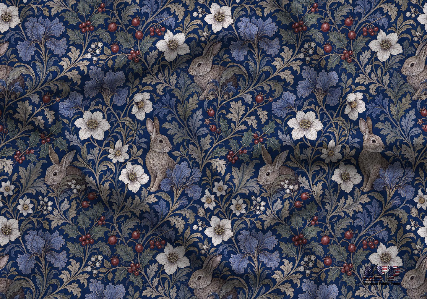 Vintage Floral Bunny Fabric - Shop now at American Fabric Prints
