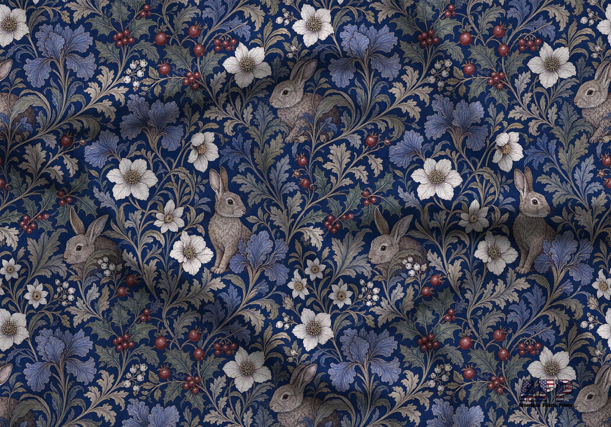 Vintage Floral Bunny Fabric - Shop now at American Fabric Prints
