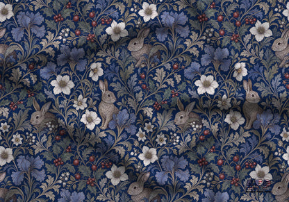 Vintage Floral Bunny Fabric - Shop now at American Fabric Prints