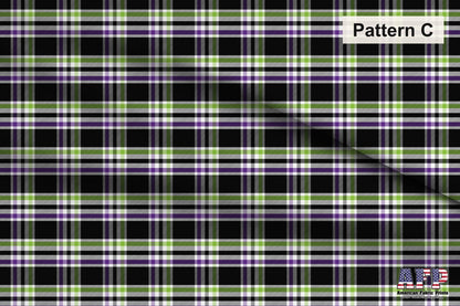 Halloween Plaid 4 Fabric Collection. Choose Your Patterns for your Spooky Plaid creation.  Pattern C Shown. Shop now at American Fabric Prints.