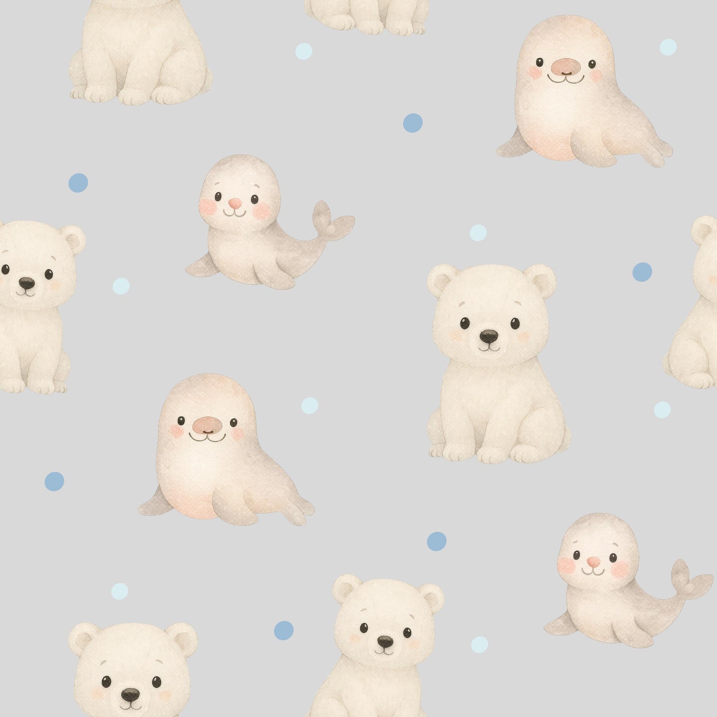 Little Polar Bears and Seals Fabric - Shop now at American Fabric Prints