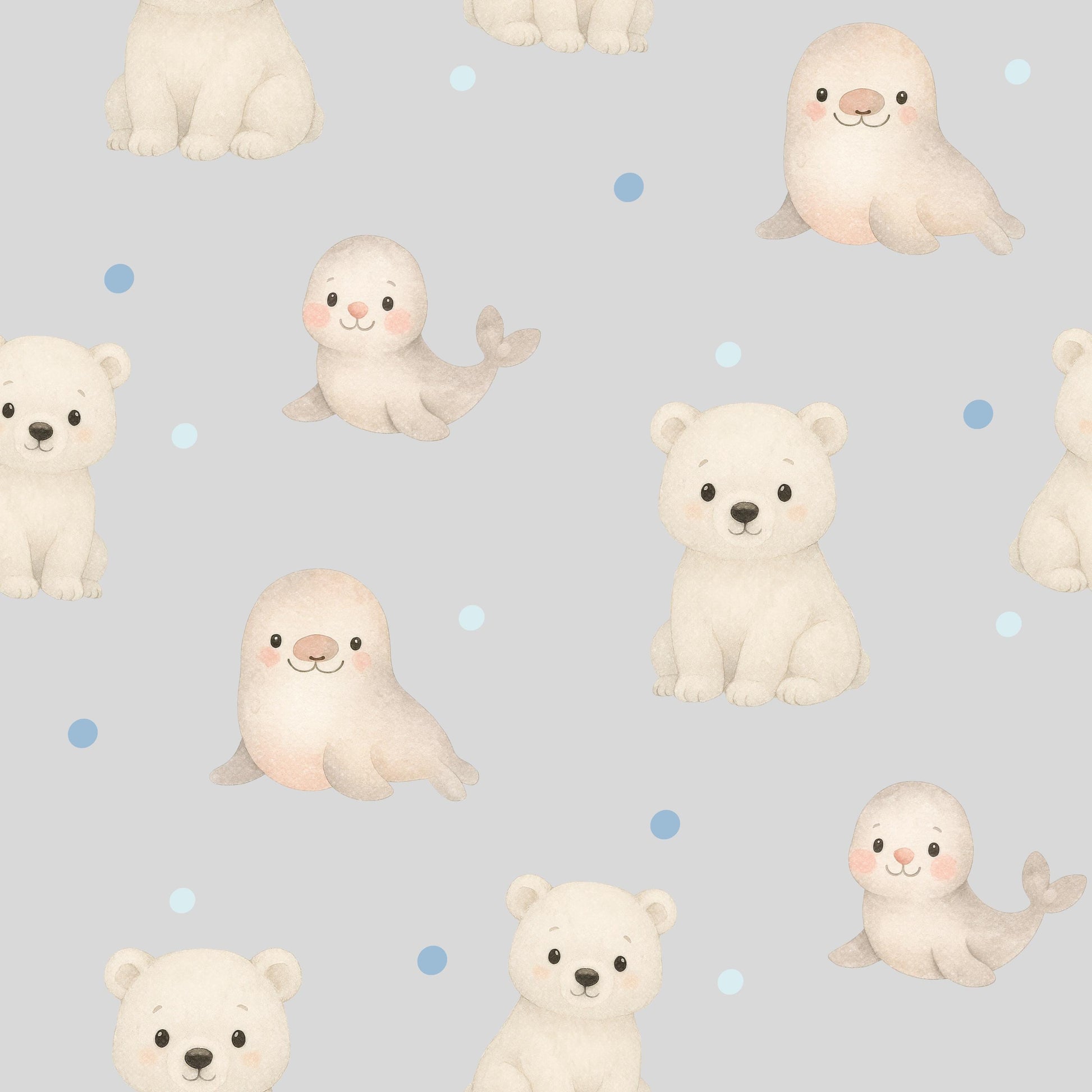 Little Polar Bears and Seals Fabric - Shop now at American Fabric Prints