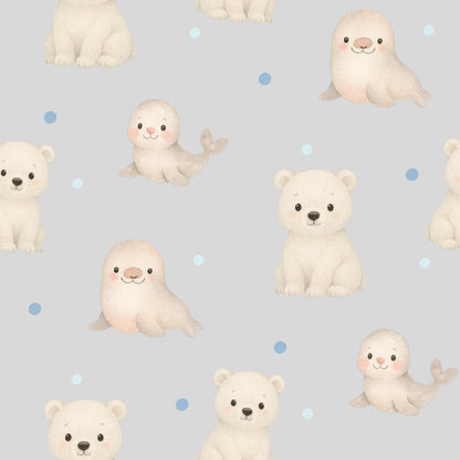 Little Polar Bears and Seals Fabric - Shop now at American Fabric Prints