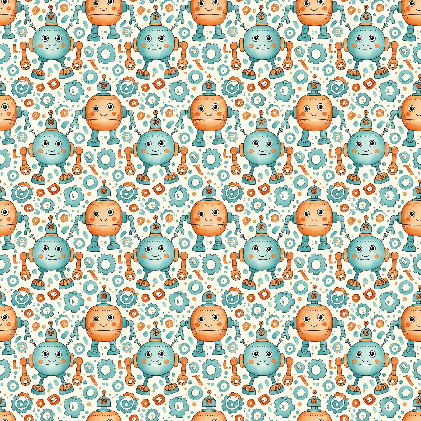 Smiing Robots Fabric - Shop now at American Fabric Prints