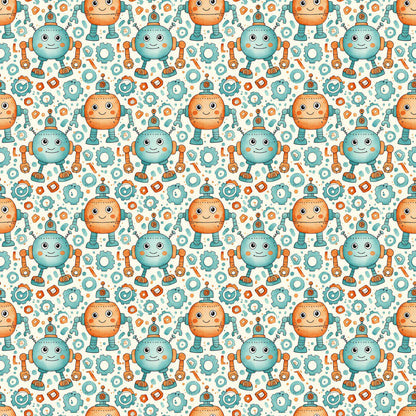 Smiing Robots Fabric - Shop now at American Fabric Prints