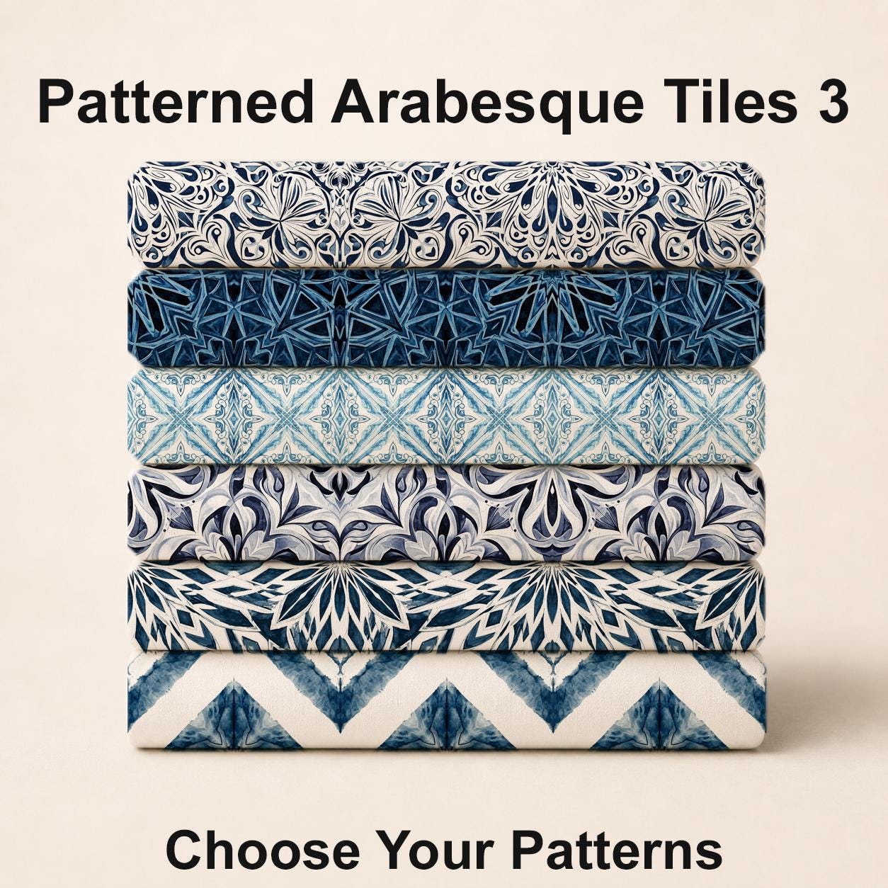 Patterned Arabesque Tiles 3 Fabric Bundle Set - Shop now at American Fabric Prints