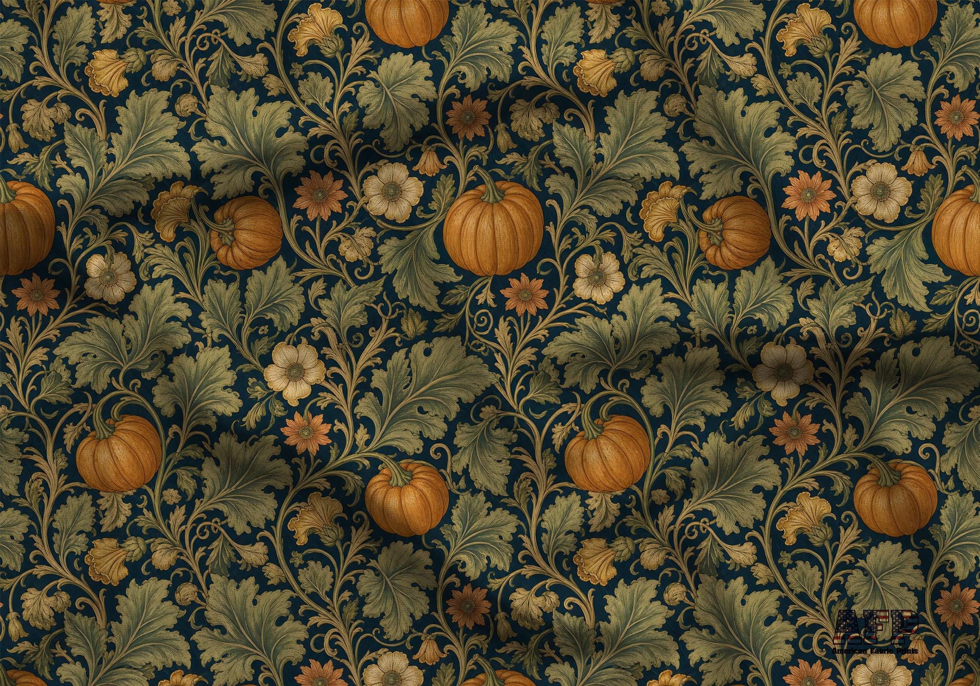 Victorian Pumpkin Floral Fabric - Shop now at American Fabric Prints