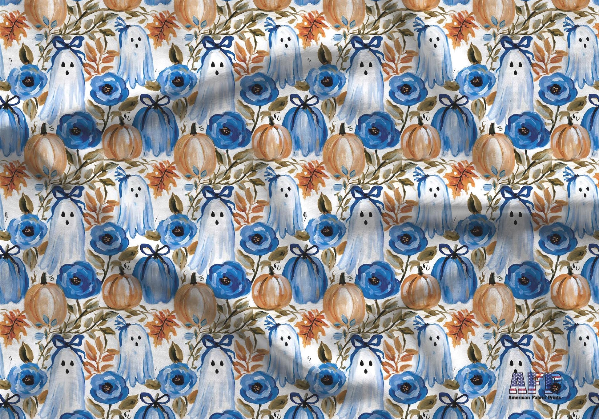 Preppy Halloween Ghosts Fabric - Shop now at American Fabric Prints