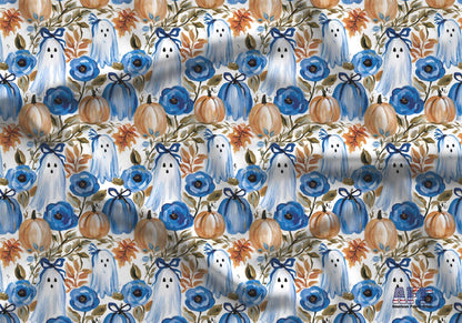 Preppy Halloween Ghosts Fabric - Shop now at American Fabric Prints