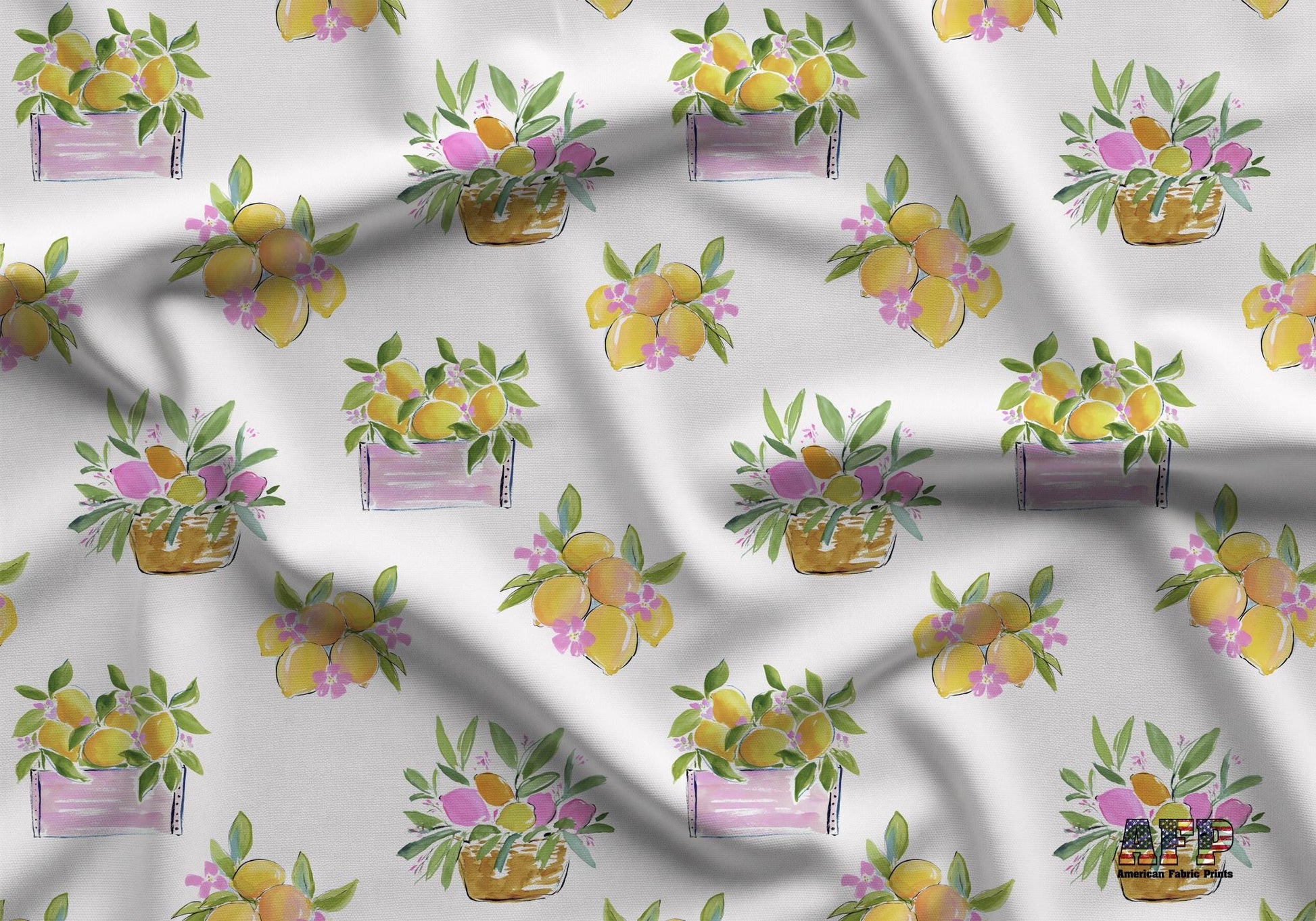 Lemon Baskets Fabric - Shop now at American Fabric Prints