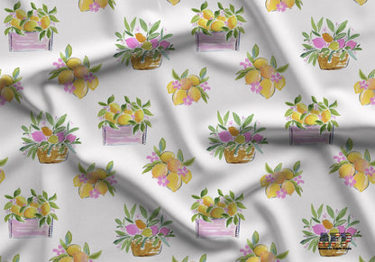 Lemon Baskets Fabric - Shop now at American Fabric Prints