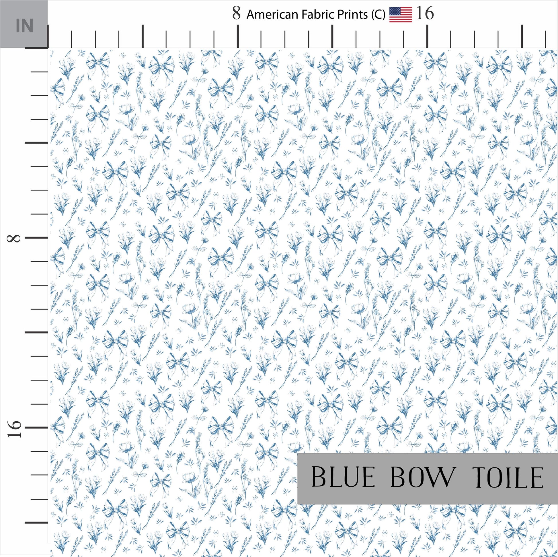 Blue Nursery Toile Fabric. Made in the USA. Shop now at American Fabric Prints.