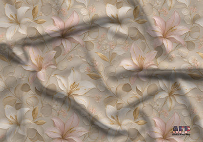Blush Gold LIly Floral Fabric - Shop now at American Fabric Prints