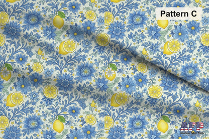 Lemons + Blue Fabric Bundle Set - Shop now at American Fabric Prints