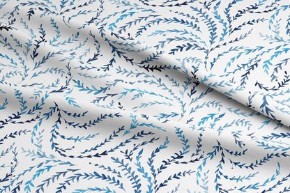 Floral Motif Fabric by the Yard, Shades of Blue Floral Pattern Fabric, Flower Fabric for Curtains, Upholstery, Pillow Covers, Couch Covering