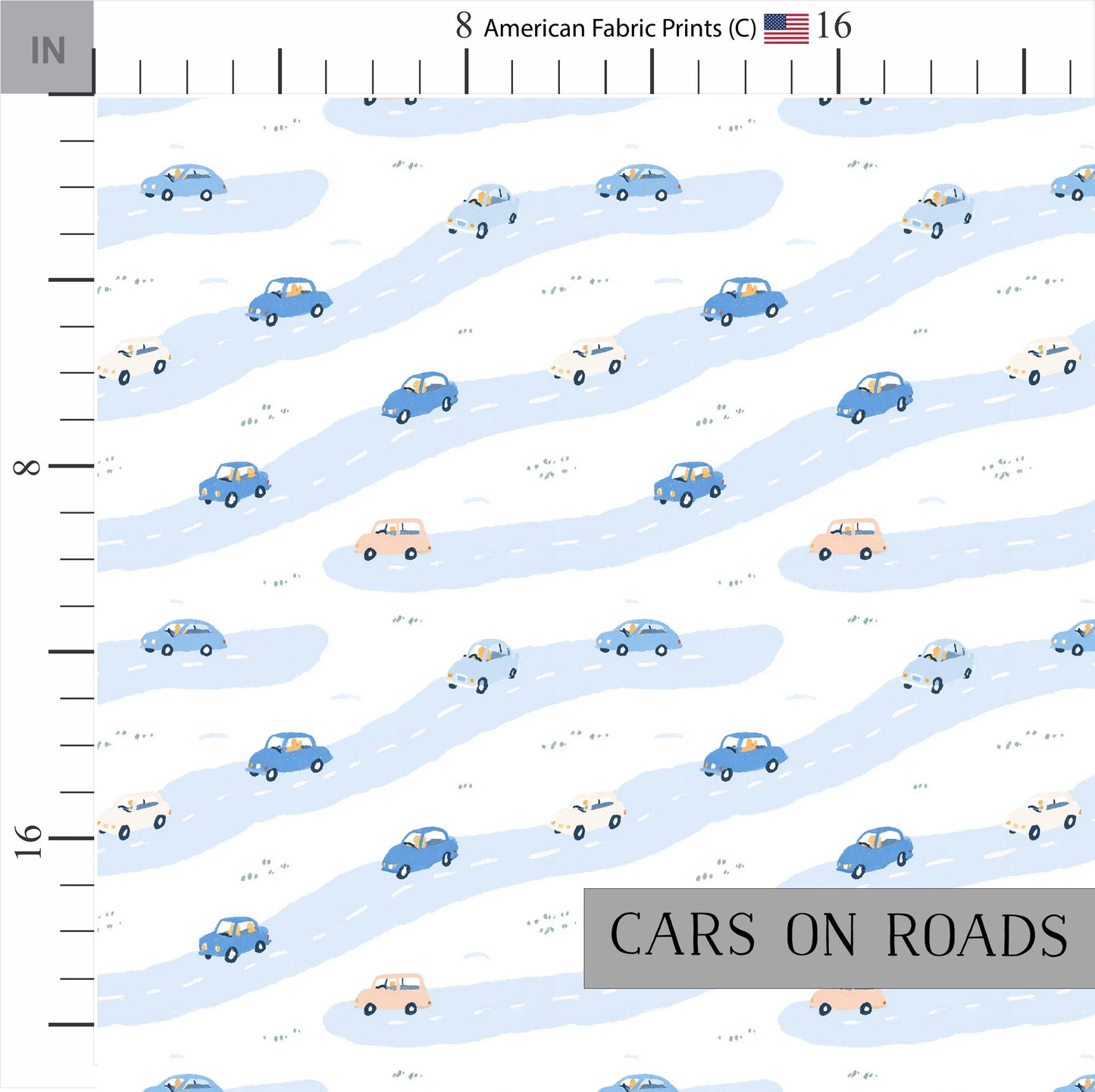 Cars on Roads Quilt Fabric | Cotton Quilt Fabric | Quilt Cotton | Made in the USA | American Fabric Prints | Pastel Cars Fabric | Baby Boy