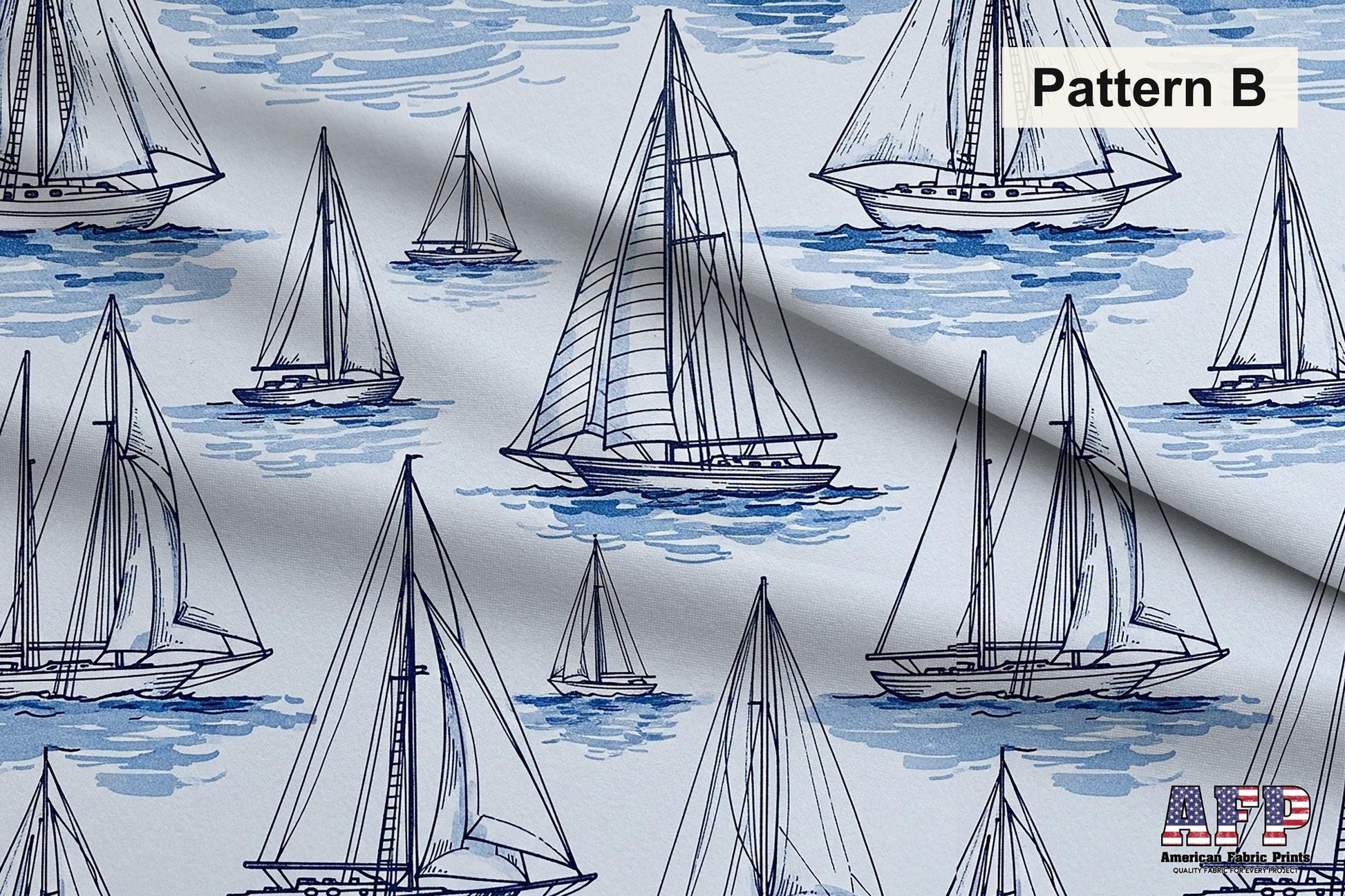 Blue Sailboat 4 Fabric Bundle Set - Shop now at American Fabric Prints